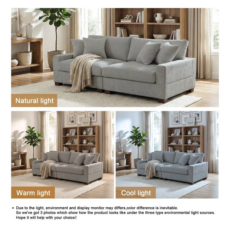 Oversized Chenille Modular Sectional Sofa With Deep Seat