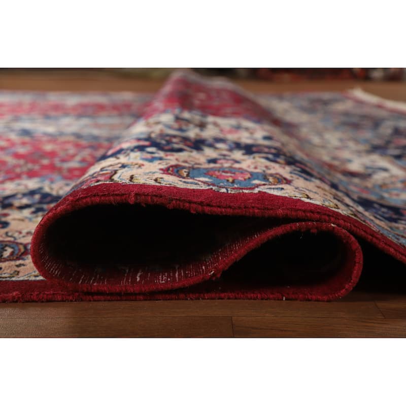 Hand Knotted Oriental 100% Wool Carpet Traditional Floral Red Mashad Area Rug - 12' 11'' X 10' 1''
