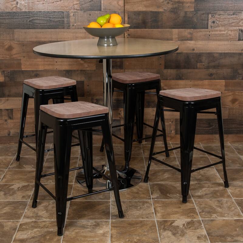 All-Weather Backless Commercial Bar Stool with Poly Resin Seat