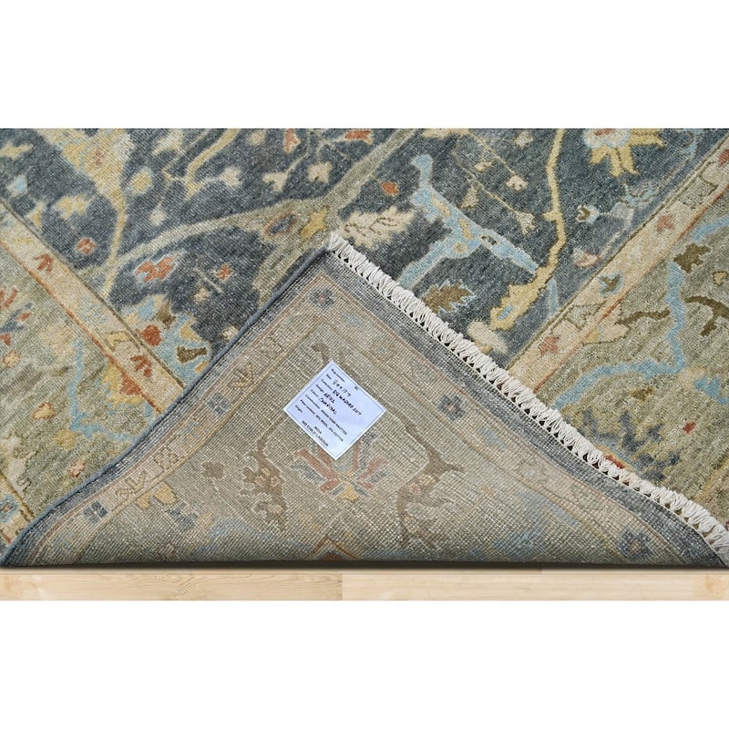 Multi Size Blue Hand Knotted Oushak Wool Area Rug Traditional Design