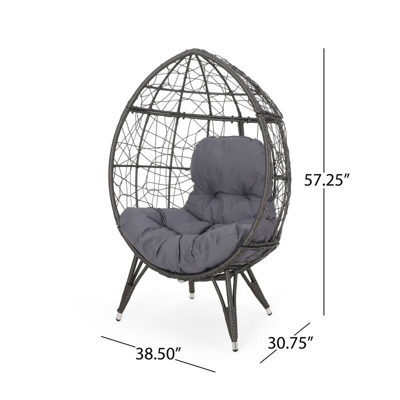 Gianni Wicker Teardrop Chair w/Outdoor Cushion by Christopher Knight Home