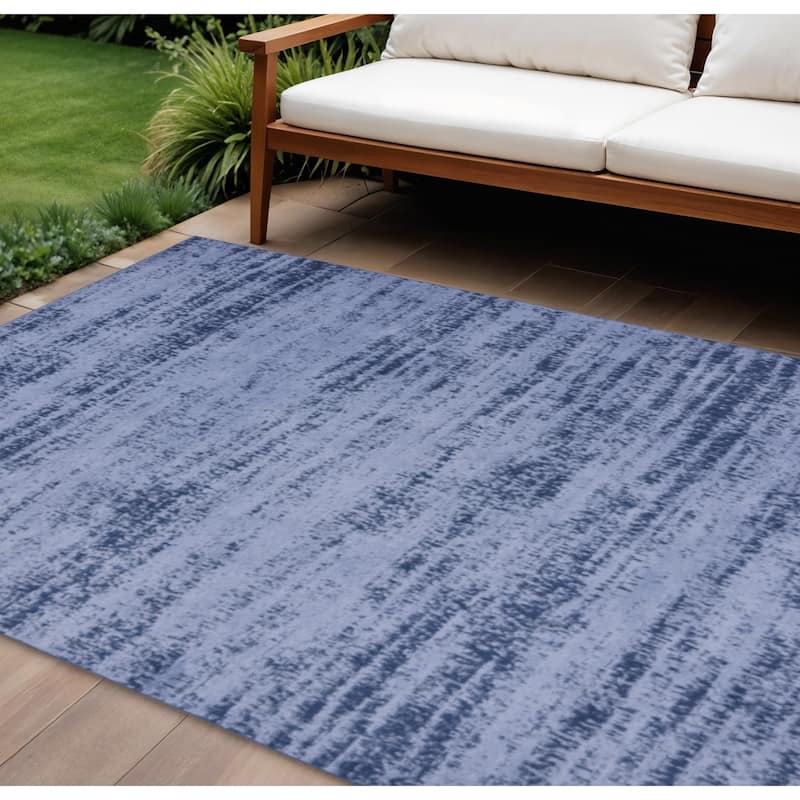 HomeRoots Abstract Contemporary Rectangle Outdoor Rug - 10' X 14' - Blue - 10' X 14'
