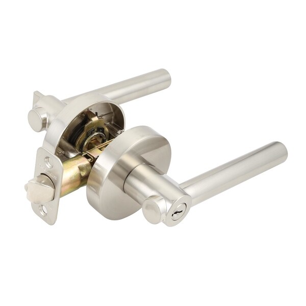Design House 580977 Eastport Single Cylinder Keyed Entry Door Lever Set With Round Rose - Satin Nickel