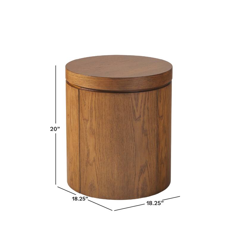 Walker Edison Modern Easy Assembly Oak Veneer Side Table with Storage