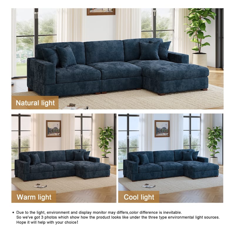 Oversized Modern Chenille Modular Sectional Sofa with Chaise