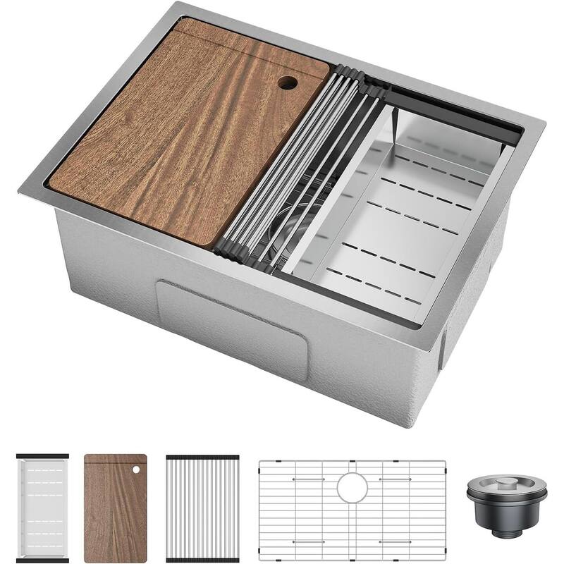 23"X18"X10" Undermount Kitchen Sink for Easy Installation (Not Included Faucet) - Silver