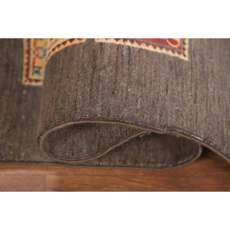 Brown Kazak Accent Rug Handmade Wool Carpet - 2'7" x 4'0"