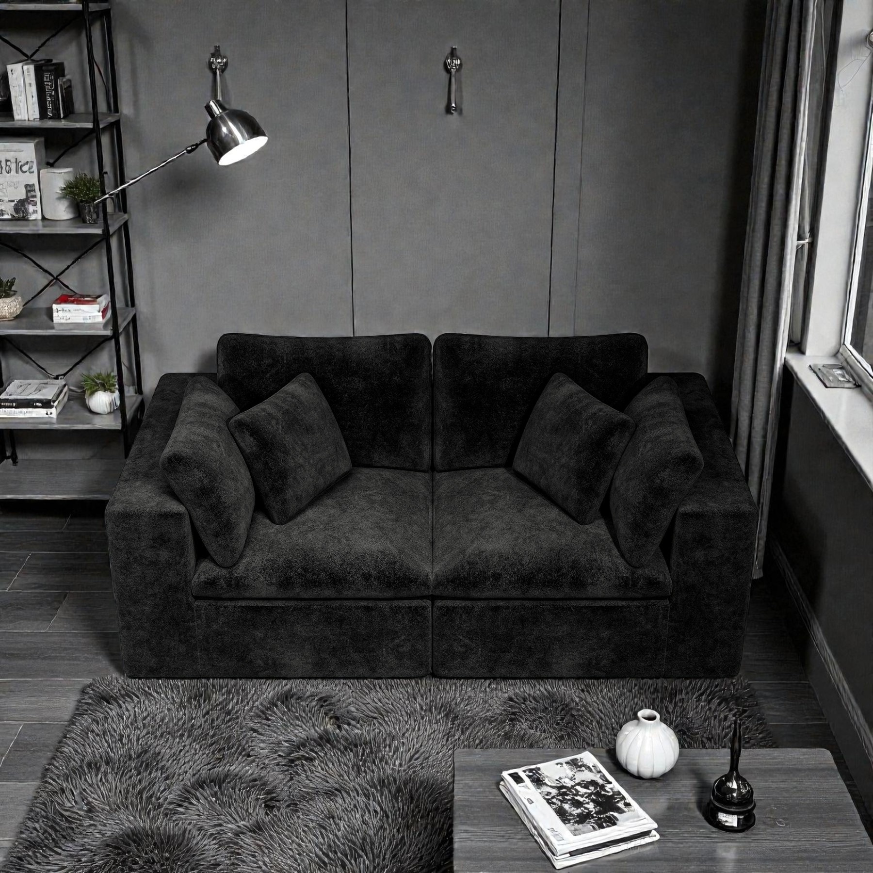 78.8" Modular Sectional Sofa, No Assembly Upholstered Couch with Plush Corduroy Fabric, 2 Seat for Apartment
