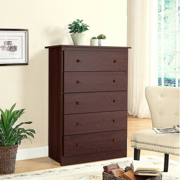 Shop 5 Drawer Chest Storage Dresser Wooden Clothes Organizer