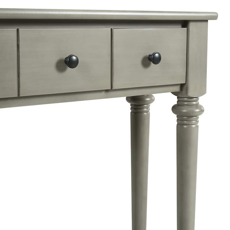 59" Retro Console Table with Open Shelf and 4 Drawers