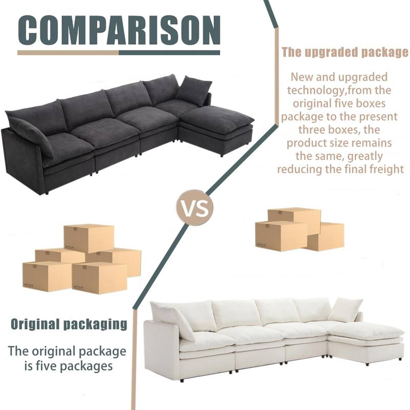 5-seat U-shaped Sectional Sleeper Sofa with Chaise Lounge, Dark Gray, Polyester Upholstered, Wood Frame