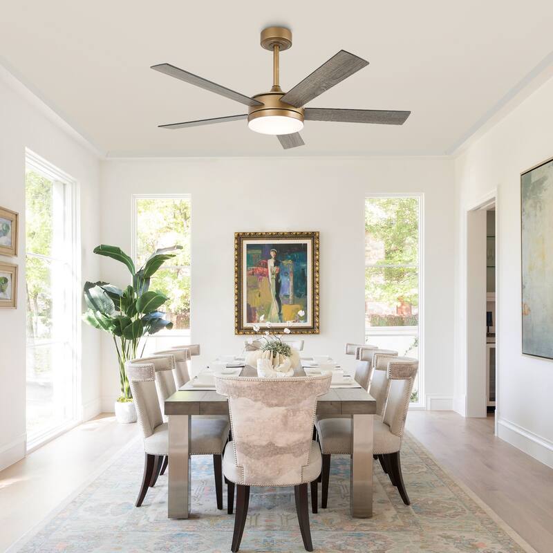 Vaczon 48" Gold Reversible Dimmable LED Smart Ceiling Fan with Light, App Comtrol and Remote