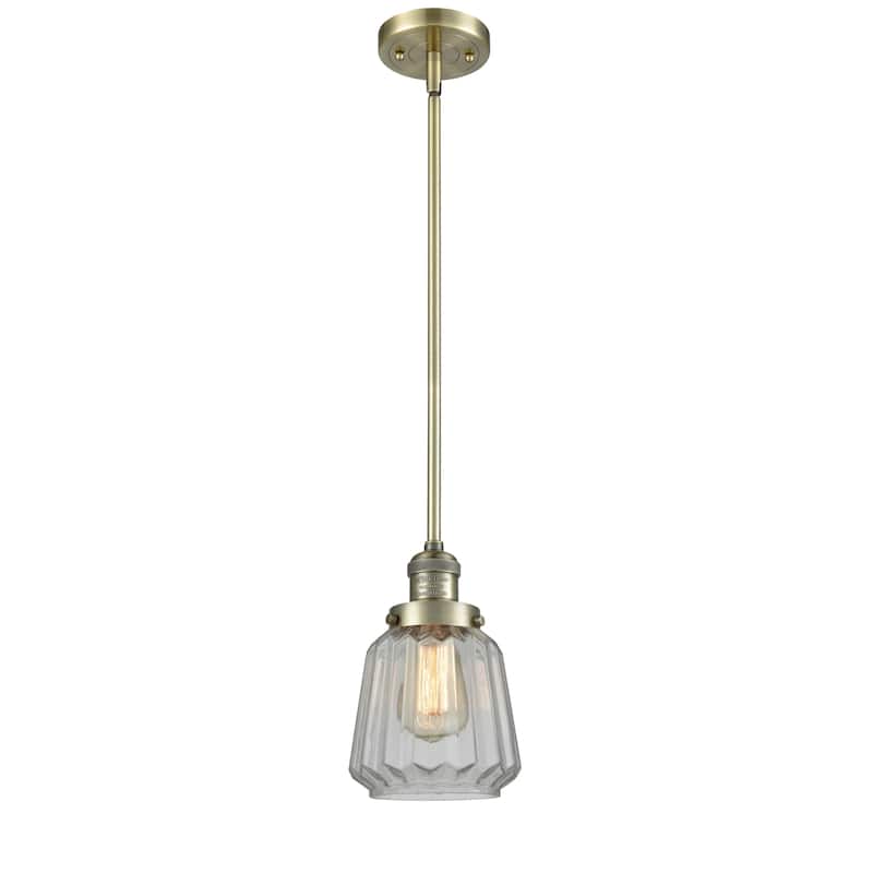 Innovations Lighting Franklin Restoration Chatham - 1 Light 7" Stem Hung Mini Pendant - Antique Brass/Clear