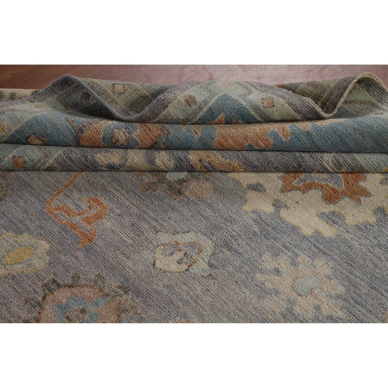 Hand Knotted Oriental 100% Wool Carpet Transitional All-Over Purples Oushak Area Rug - 9' 6'' X 8' 0''