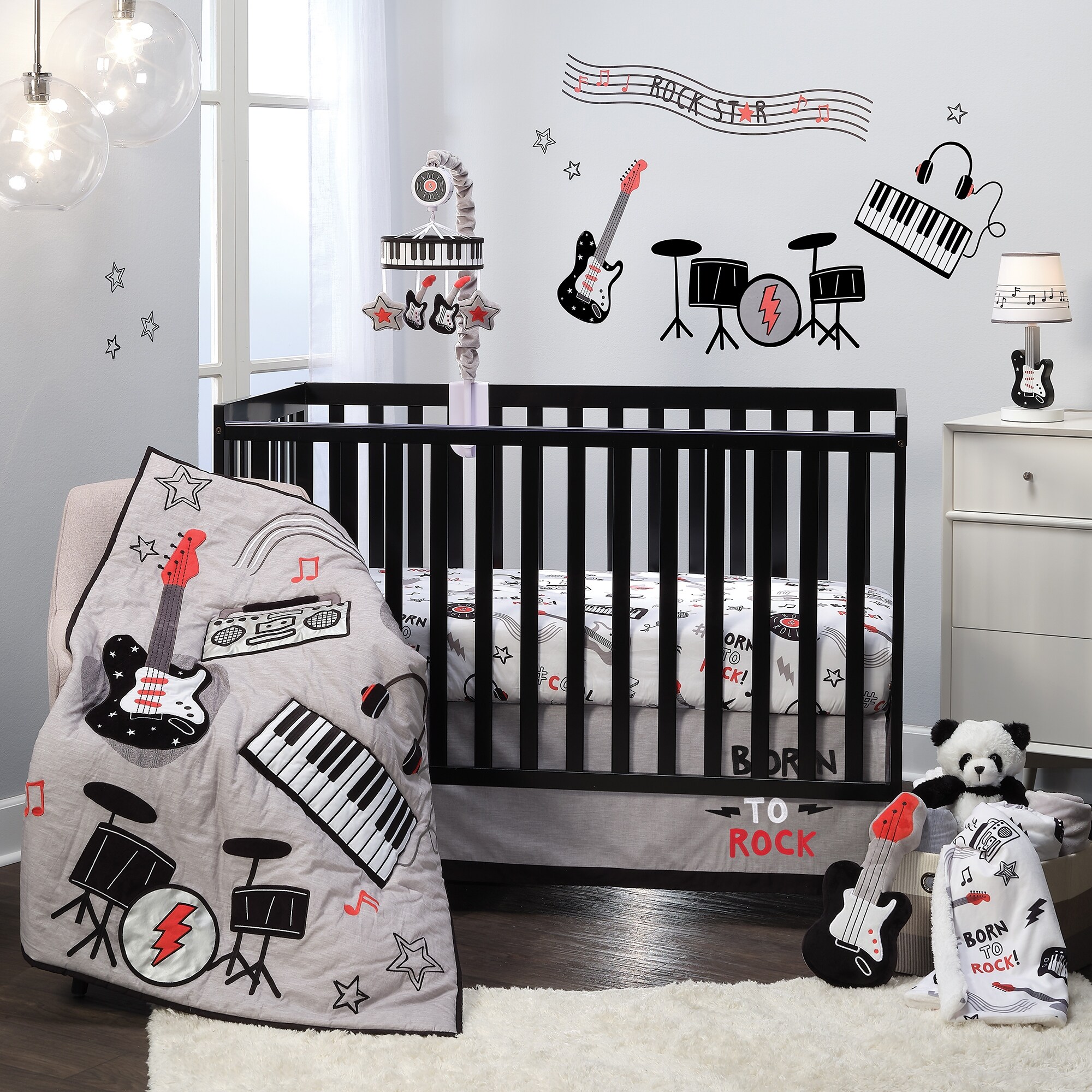 Guitar Rockstar Monkey Crib Bedding Children Nursery Baby Boy