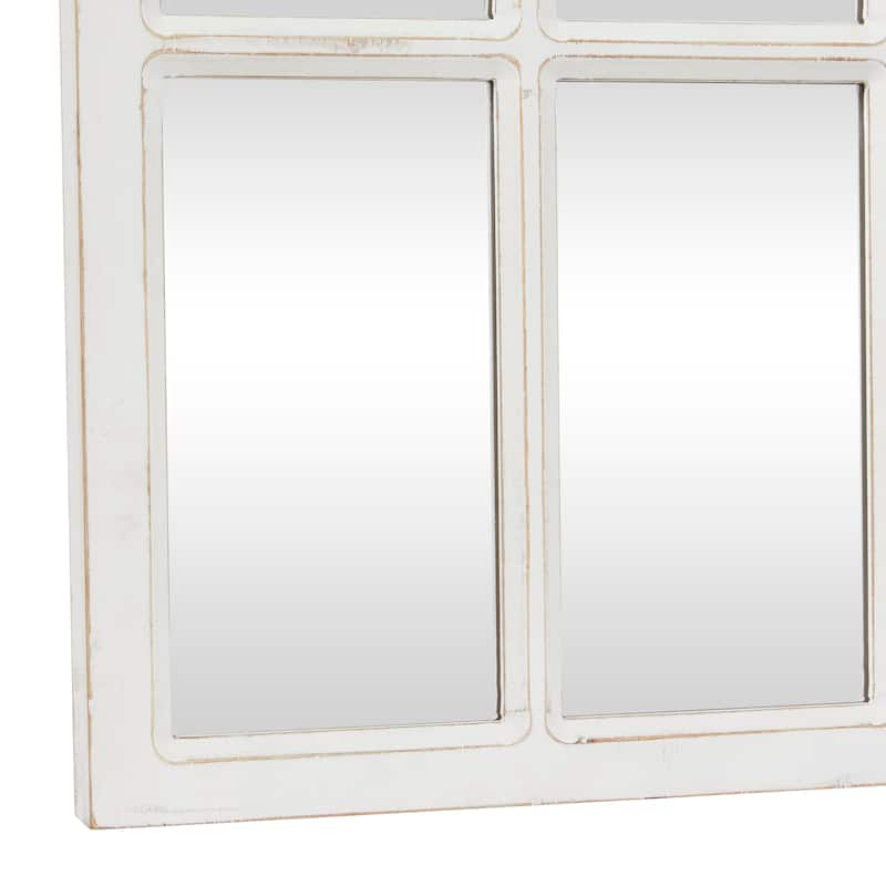 White Wood Window Pane Inspired Room Wall Mirror - 22"W, 48"H
