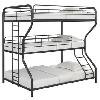 Modern Triple Bunk Bed - Full/Twin/Full - Space-Saving Steel Frame