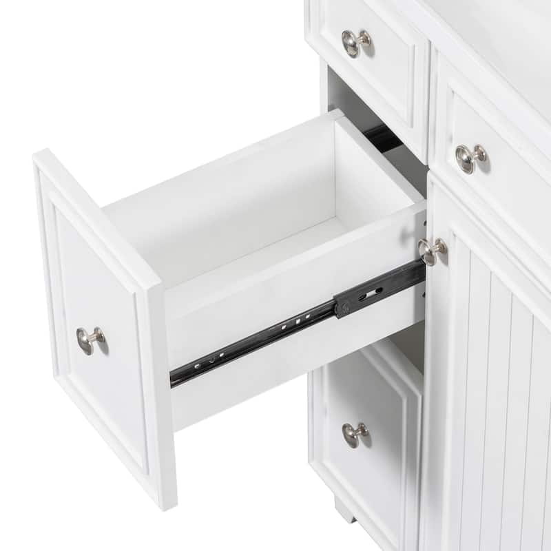 24 inch Freestanding Bathroom Vanity Set in White with Integrated Ceramic Sink