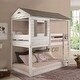 preview thumbnail 1 of 8, Rustic Twin Over Twin Bunk Bed with Built-in Ladder ,Guardrails White