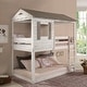 preview thumbnail 3 of 8, Twin Over Twin Bunk Bed with Built-in Ladder,Guardrails