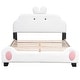 preview thumbnail 6 of 5, Pink+White Upholstered Platform Bed with Cute Cartoon Headboard