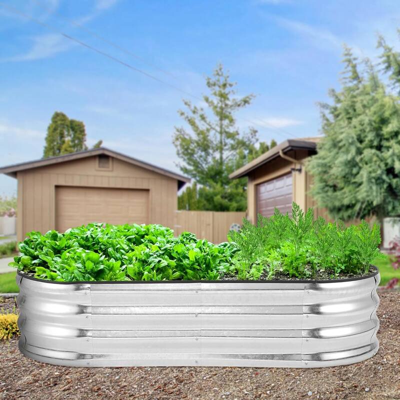 2pcs Galvanized Raised Garden Bed Galvanized Box Flower Pot Vegetables - 4.5×2×1FT