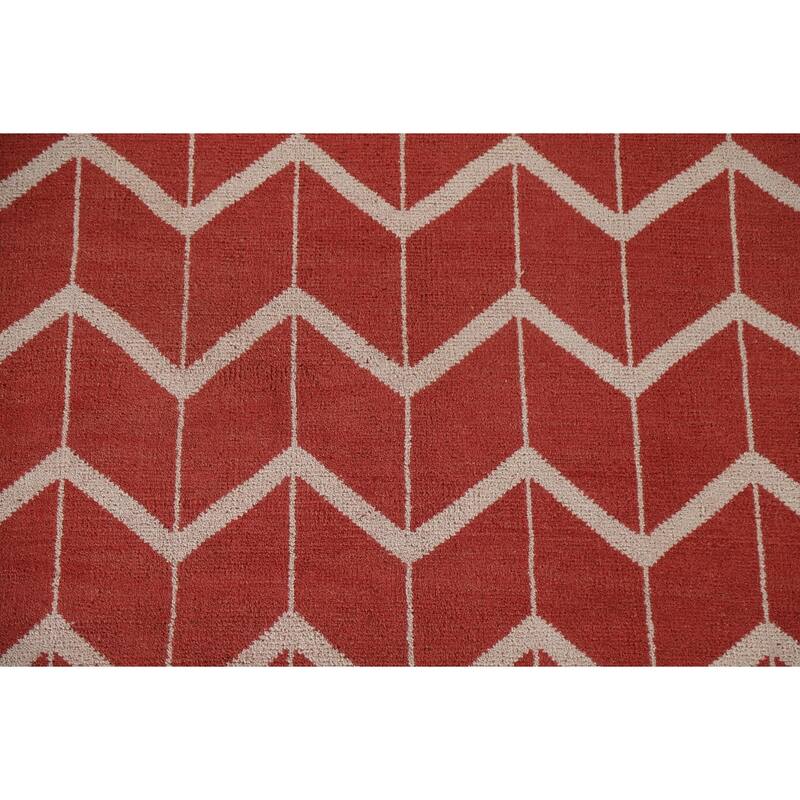 Hand Knotted Oriental 100% Wool Carpet Modern All-Over Red Gabbeh Area Rug - 7' 11'' X 4' 11''