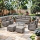 preview thumbnail 144 of 187, Outdoor Patio Sofa Swivel Chair with 6-Inch Thick Cushions Set 8PCS Sofa Swivel Chair w/ Table Ottoman - Grey Wicker Grey Cushion