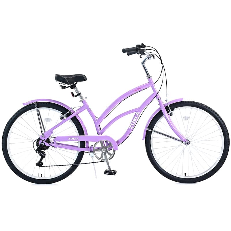 26 in. Steel 7 Speed Cruiser Bike for Women - Purple