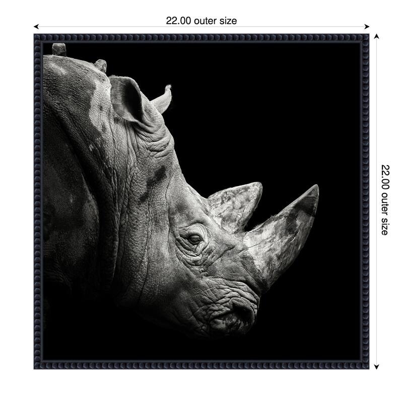 Rhino by Christian Meermann Framed Canvas Wall Art Print - 22 x 22 in