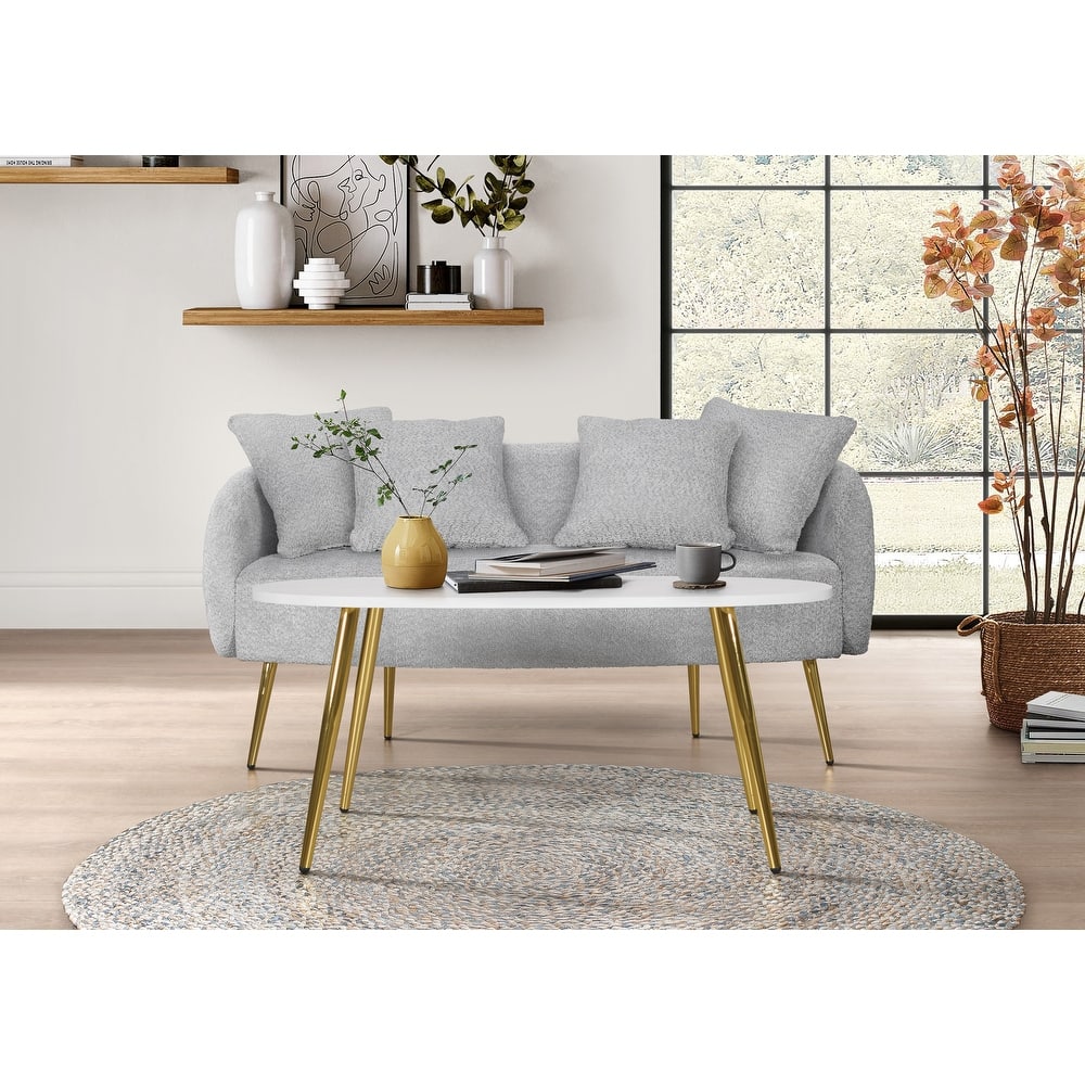 Molly Boucle Fabric Living Set (Arm Chair with Ottoman/Loveseat with coffee table)