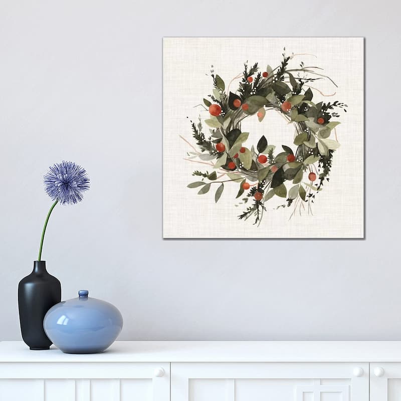 iCanvas "Farmhouse Wreath II" by Emma Scarvey Canvas Print