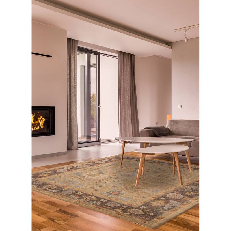 ECARPETGALLERY Hand-knotted Jules Serapi Light Khaki Wool Rug - 7'10 x 9'11