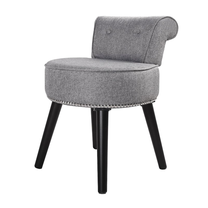 VEIKOUS Makeup Vanity Stool Chair with Low Back and Wood Legs-17.3" x 15.7" x 25.1"