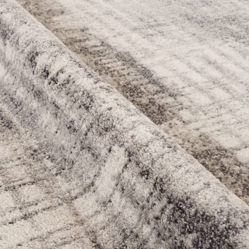 Avant Cream and Gray Abstract Power-Loom Area Rug 2' x 3'