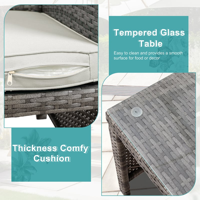 Futzca 4 Pieces Outdoor Patio Furniture Sets Conversation Sets Rattan Chair