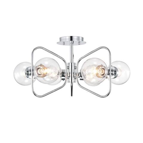 Jayda 6-Light Geometric Metal Frames Semi-Flush Mount with Glass Globe Shades