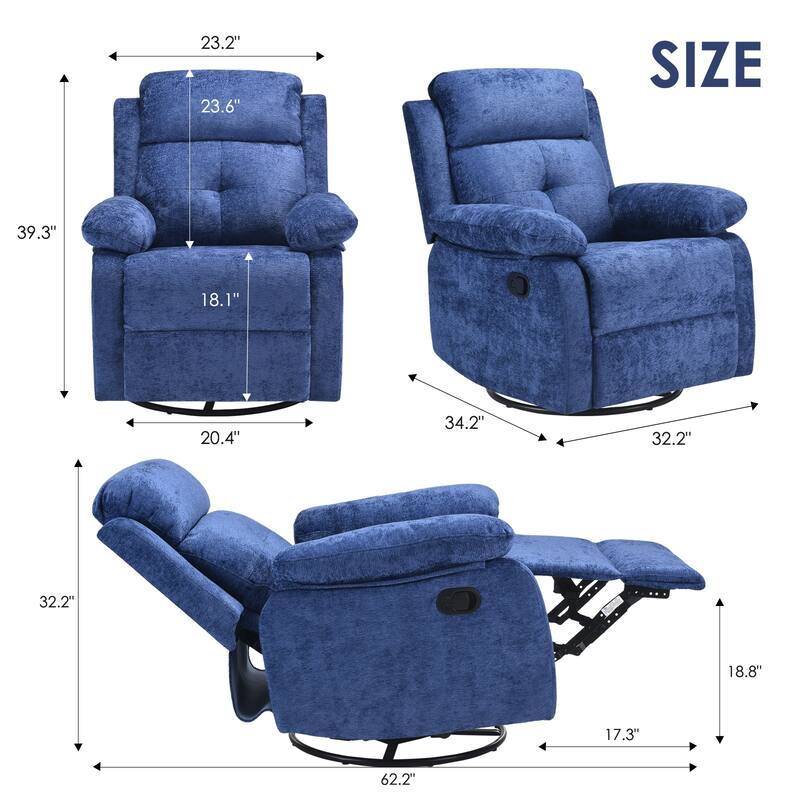 Small Rocker Swivel Recliner Chair for Adults Women for Small Spaces, Bedroom, Living Room