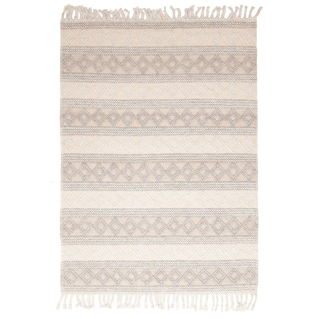 ECARPETGALLERY Braid weave Sienna Beige Wool Rug - 5'1 x 7'5