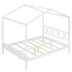 preview thumbnail 27 of 58, Twin/Full Size House Bed, Wooden Playhouse Bed Frame with Semi-enclosed Roof, Headboard, Footboard Storage for Kids, Teens