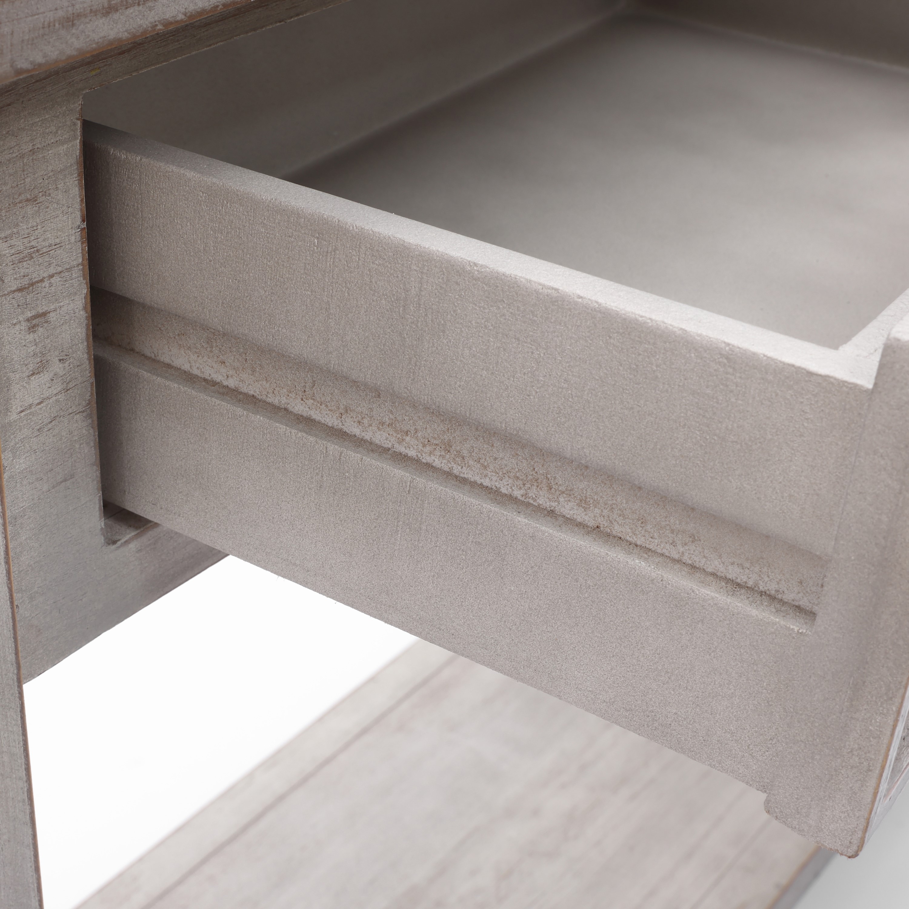 Grey Washed Wood 2-Drawer 1-Shelf Console and Entry Table - 32.7" H x 47.2" W x 13.8" D