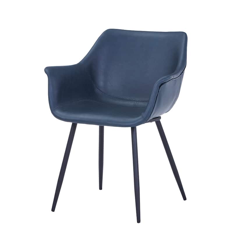 Markley Mid-Century Modern Vegan Leather Dining Chair - Waterproof Kitchen Side Chair with Matte Black Metal Legs