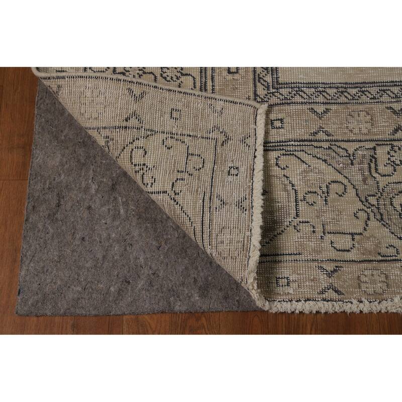 Traditional Tabriz Persian Vintage Beige Wool Carpet - 9'6" x 12'7"