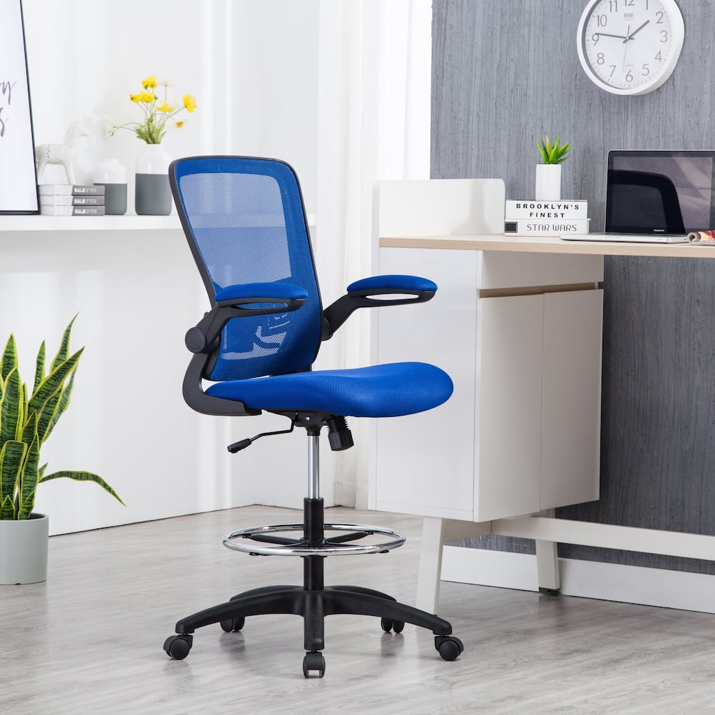 Serena Ergonomic Mesh Drafting Chair - Adjustable, Breathable Mesh, Lumbar Support, Ergonomic and Height Adjustable Flip-Top
