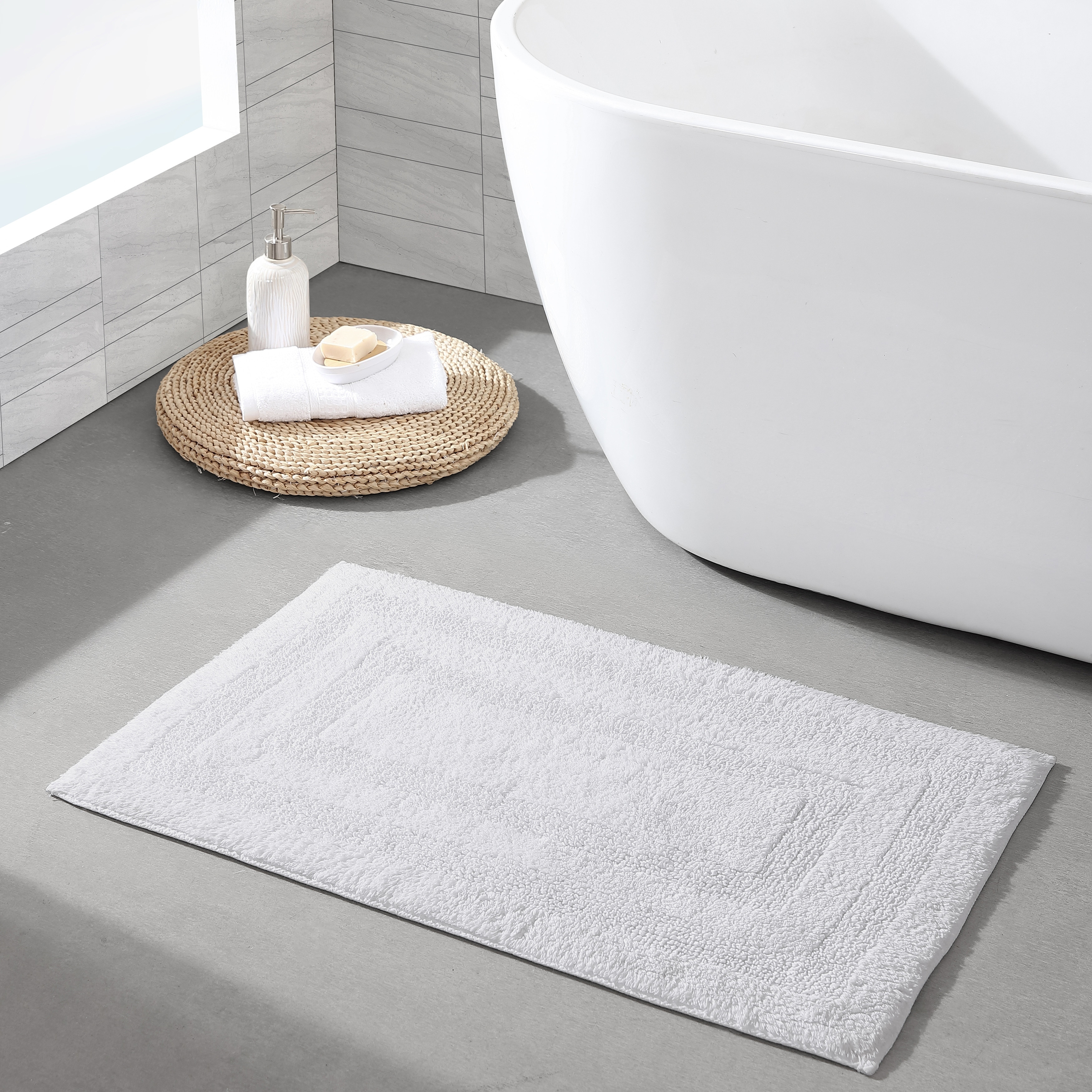 MODERN THREADS Ivory 2-Pack Solid Loop with Non-Slip Backing Bath
