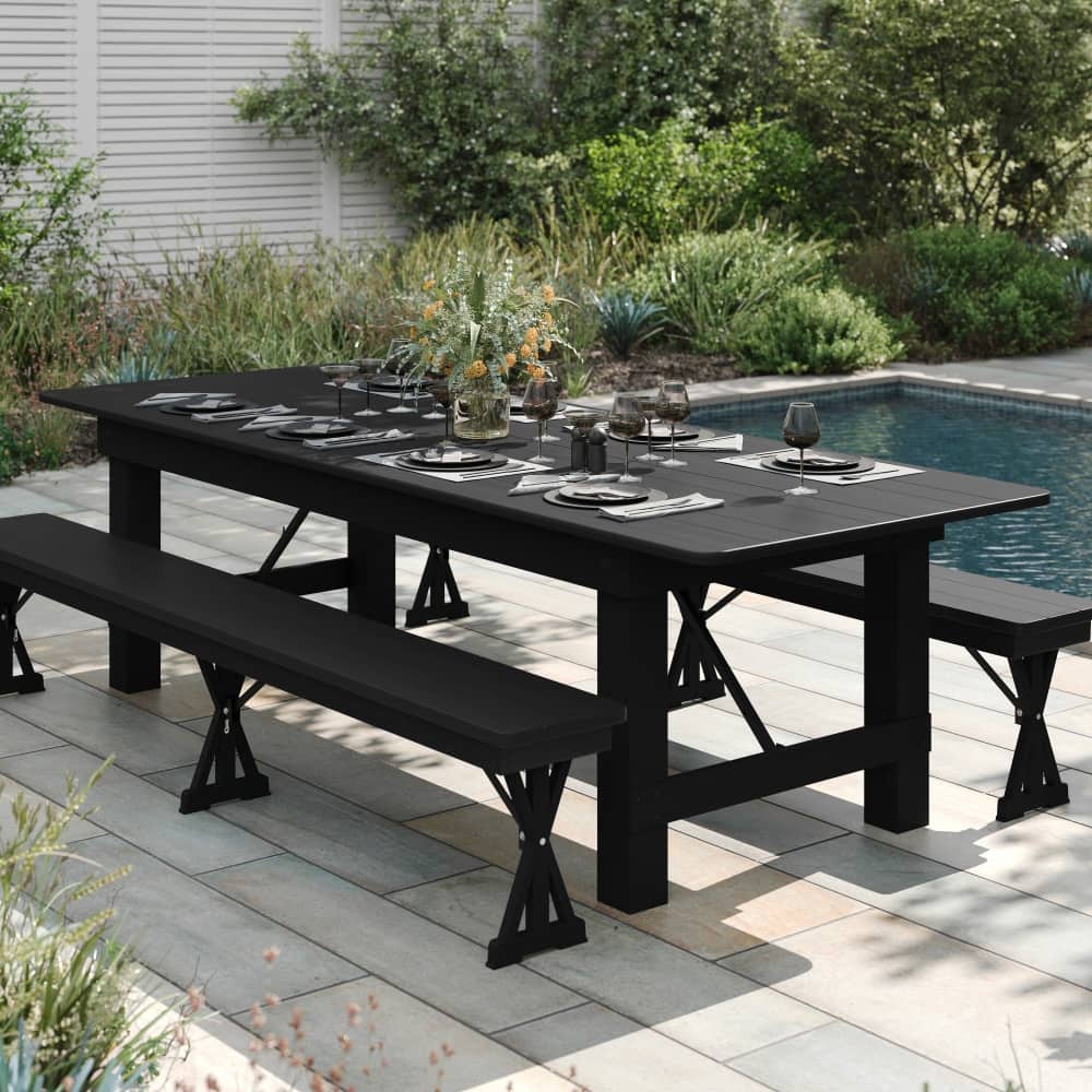 Rustic Farm Solid Pine Folding Dining Table - 108"D x 40"W x 30"H