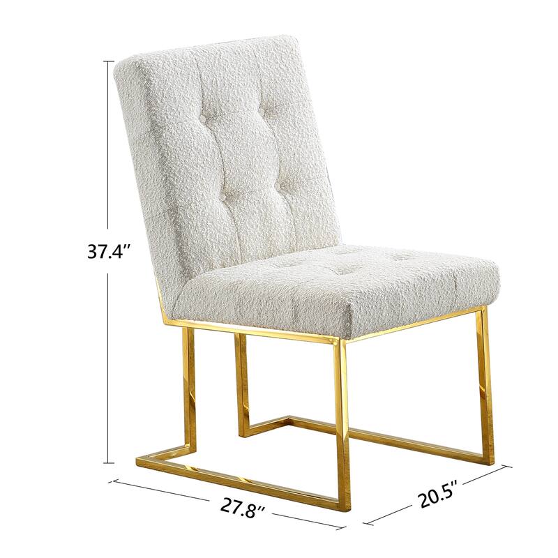 Modern Linen 2 Piece Kitchen Dining Chair Set with Upholstered, Stainless Steel Legs for Dining Room Kitchen Living Room Bedroom