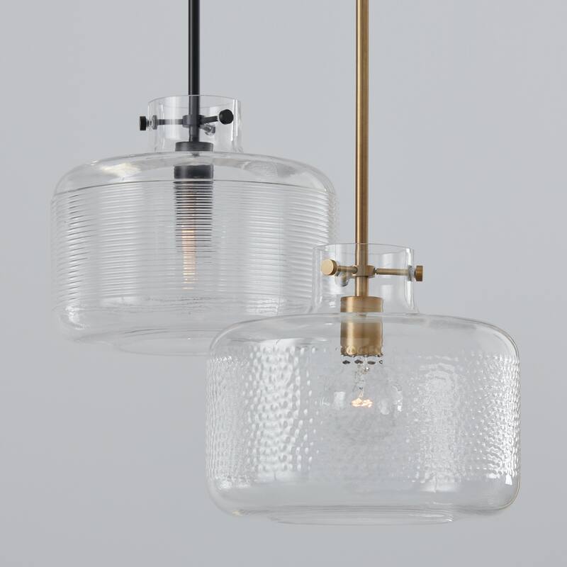 11.5" 1-light Pendant w/ Clear Pebbled Glass