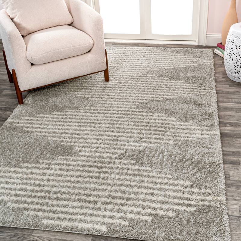 JONATHAN Y Arenal Diamond Stripe Geometric Shag Area Rug
