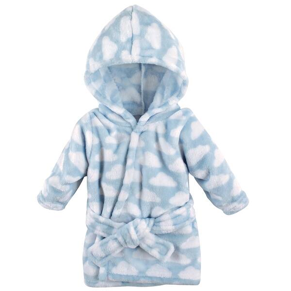 slide 1 of 1, Hudson Baby Infant Boys Plush Animal Face Bathrobe, Blue Clouds, 0-9 Months - Blue Clouds - 0-9 Months 0-9 Months - Blue Clouds
